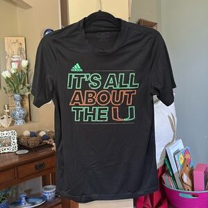 LADIES ADIDAS UNIVERSITY OF MIAMI T SHIRT